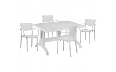 Полипропиленов градински комплект маса с четири стола HM11456 - Бял
