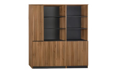 Офис шкаф с вратички Supreme HM11368 - Меден дъб/Сив