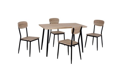 Комплект трапезна маса с четири стола HM10348.01 - Сонома/Черно