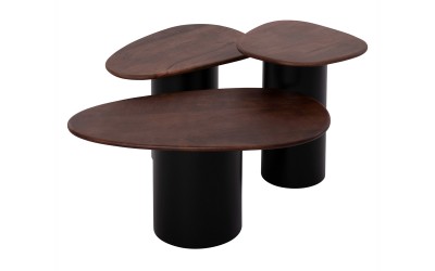 Помощни масички 3 в 1 Pebbles HM18004 - Орех/Черен мат