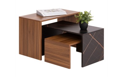 Холни маси 3 в 1 Bentil HM9444.12 - Орех/Черен мрамор
