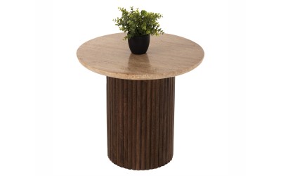 Дървена холна маса Gladys HM9714 - Тъмнокафяв/Травертин