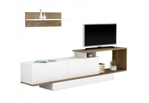 ТВ шкаф GARCELLE HM8904.11 - Бял/Натурален ТВ шкаф GARCELLE HM8904.11 - Бял/Натурален