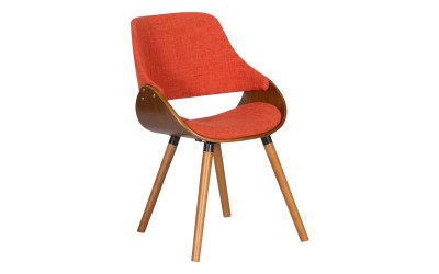 Тапициран трапезен стол Carmen 9973 с дървени крака - Орех/Оранжев