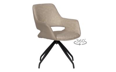 Трапезен стол с подлакътници Winslow - Шампанско/Черен