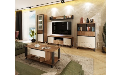 Модулна секция за хол Лима -  Графит/Кашмир/Денвър