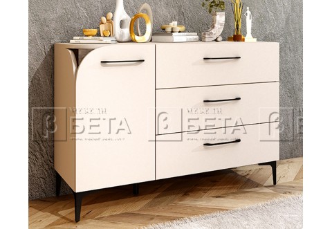 Шкаф скрин с 3 чекмеджета Бонд - 120/48/85 см, Кашмир/Бостън