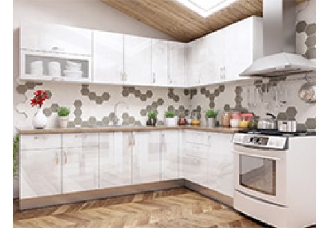 Кухненски шкафове MDF Лукс бял гланц