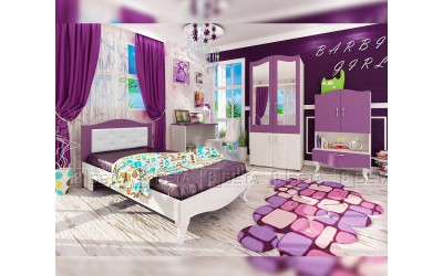 Цялостно детско обзавеждане Барби - Светъл виолет/Дъб крафт бял