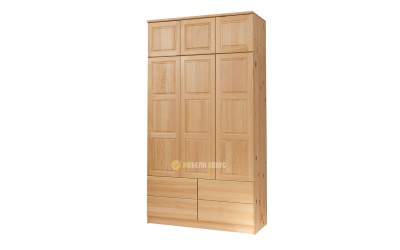 Трикрилен гардероб Бед 120 - 120/50/220 см., Натурален