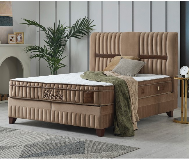 Тапицирана спалня с матрак Bloom - 160/200 см, Кафяв Тапицирана спалня с матрак Bloom - 160/200 см, Кафяв