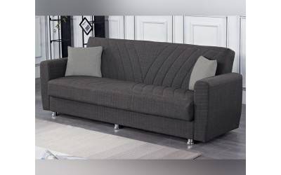 Триместен диван Ernest (с подлакътници), функция сън и ракла - кафяв / крака хром