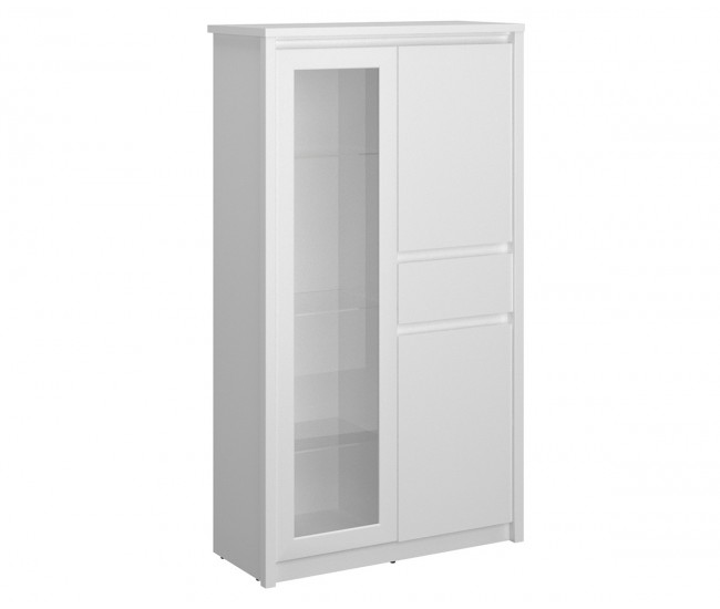 Нисък шкаф витрина за хол Erden WIT 2D1W1S - Бял Нисък шкаф витрина за хол Erden WIT 2D1W1S - Бял