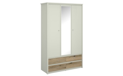 Трикрилен гардероб Karin SZF 3D4S - Кашмир/Дъб Евок