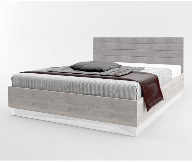 Спалня Modern M06 - 160/200 см, Дъб кастело грейж/ МДФ Бял гланц Спалня Modern M06 - 160/200 см, Дъб кастело грейж/ МДФ Бял гланц