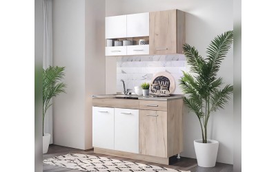 Малка кухня Dalila 120 - 120 см, Бяло/Сив дъб