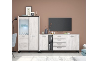 Модулна секция за хол Евелин 4 - Дъб бланко/Антрацит