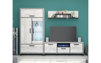 Модулна секция за хол Евелин 5 -  Дъб бланко/Антрацит