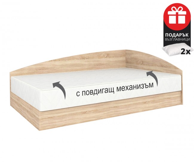 Легло персон и половина с матрак Аполо 4 - Дъб сонома