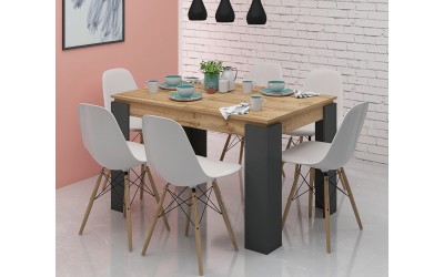 Разтегателна трапезна маса Верона - Дъб вотан/Антрацит