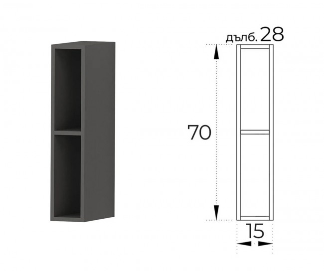 Етажерка за кухня Лео G59 - 15 см. Графит