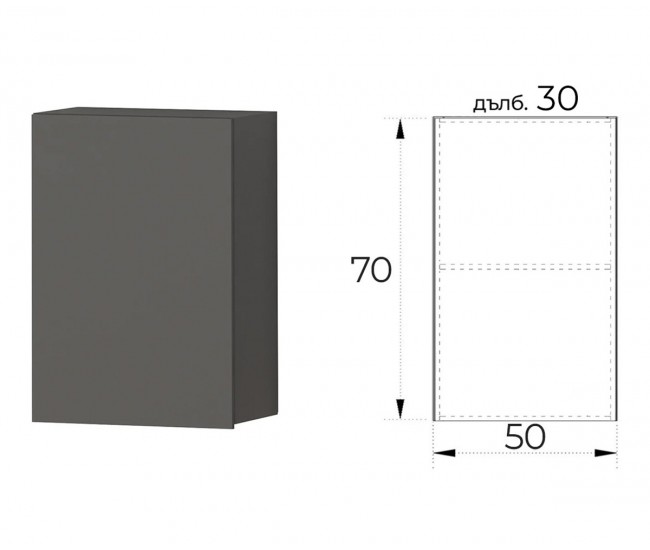 Горен шкаф за кухня Лео G30 - 50 см. Графит Горен шкаф за кухня Лео G30 - 50 см. Графит