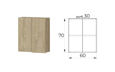 Горен ъглов шкаф за кухня Лео G31 - 60 см. Сонома харбър