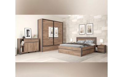 Спален комплект с матрак 160/200 см Соренто - MDF Браун силвърджак/Графит