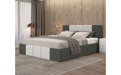 Тапицирана спалня с матрак Казабланка - 160/200 см, Кобалт мат/Бял мат