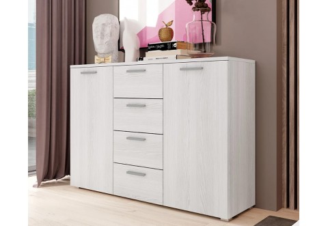 Бял висок шкаф скрин с 4 чекмеджета Галакси 24AAEA26 - Избелен ясен