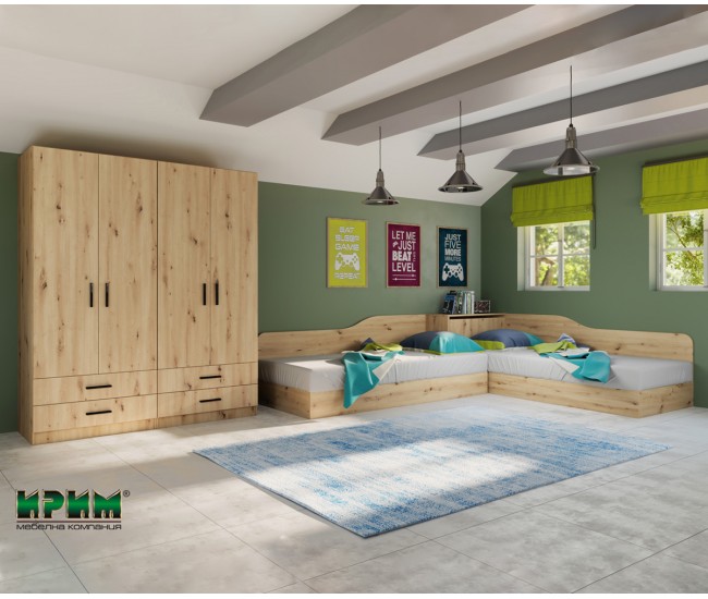 Цялостно детско обзавеждане Сити 7064 - 82/190 см, Дъб артисан Цялостно детско обзавеждане Сити 7064 - 82/190 см, Дъб артисан