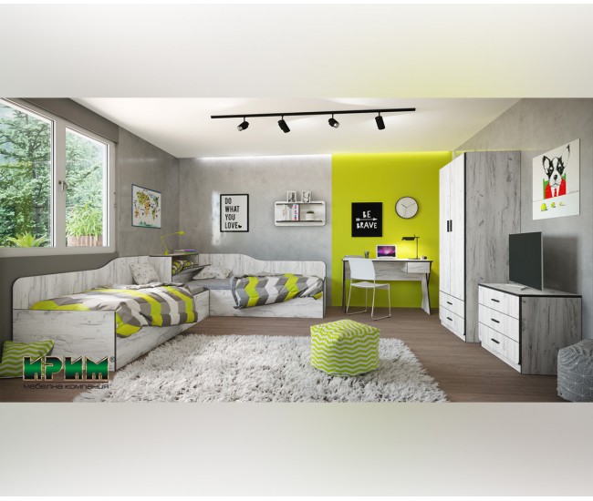 Цялостно детско обзавеждане Сити 5034 - Дъб крафт бял Цялостно детско обзавеждане Сити 5034 - Дъб крафт бял