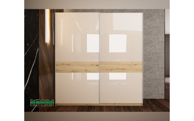 Гардероб с плъзгащи врати Сити 1037 - MDF кашмир гланц/Дъб артисан