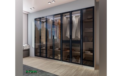 Система за дрешник Dress 33 Мока, Стъклени врати Антрацит