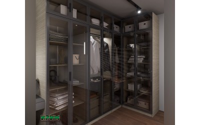 Система за дрешник Dress 42 -  Мока, Стъклени врати Антрацит