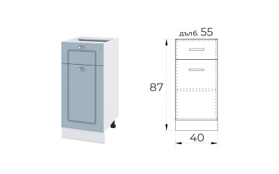 Кухненски долен шкаф Сити БФ-Деним мат-06-24 - десен - 40 см.