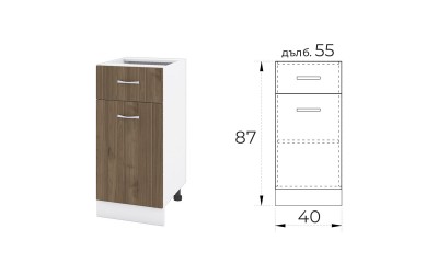 Долен кухненски шкаф Сити БО-24 Орех адмирал 40 см