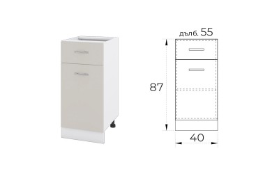 Долен кухненски шкаф Сити БС-24 Сатен 40 см