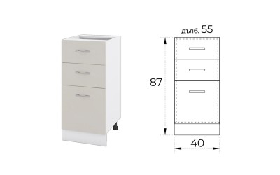 Долен кухненски шкаф Сити БС-27 Сатен 40 см