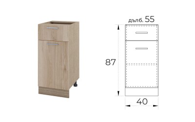 Долен кухненски шкаф Сити МФ-Арвен Сонома-11-24 МДФ 40 см