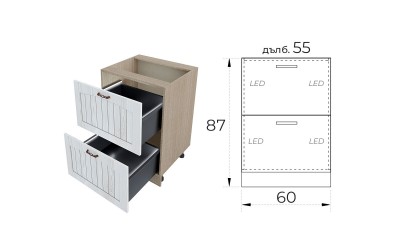 Долен кухненски шкаф Сити МФ-Бяло фладер-04-72 МДФ 60 см