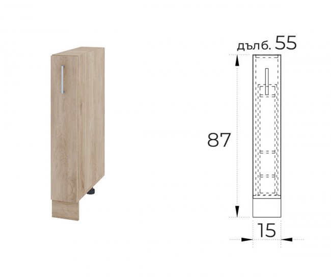 Кухненски шкаф бутилиера Сити АРФ-Арвен Сонома-11-41 МДФ 15 см Кухненски шкаф бутилиера Сити АРФ-Арвен Сонома-11-41 МДФ 15 см