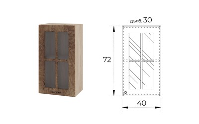 Кухненски горен шкаф Сити АРФ-Дъб натурал-06-102 МДФ - 40 см.