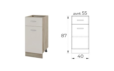 Долен кухненски шкаф Сити АРС-24 40 см Сатен/Сонома арвен 