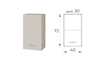 Горен кухненски шкаф Сити АРС-2 40 см Сатен/Сонома арвен
