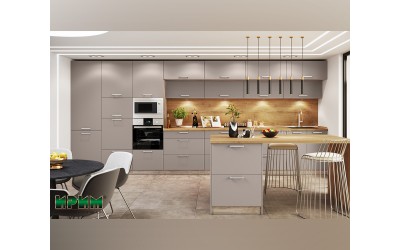 Кухня с остров Сити 9076 МДФ Капучино мат/Сонома арвен