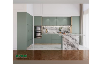 Кухня с остров Сити 9126 MDF Олив мат/Сонома арвен