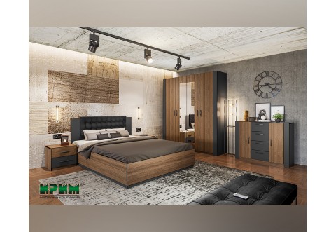 Спален комплект Сити 7080 - 160/200, Песаро/Графит
