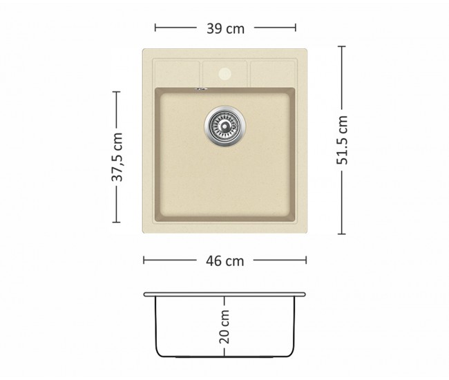 Гранитна мивка за кухня Leks Alex 460 Si - по поръчка Гранитна мивка за кухня Leks Alex 460 Si - по поръчка
