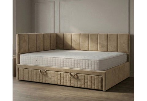 Тапицирано легло сандвич с матрак Dream Corner - 100/200 см, Бежово Тапицирано легло сандвич с матрак Dream Corner - 100/200 см, Бежово